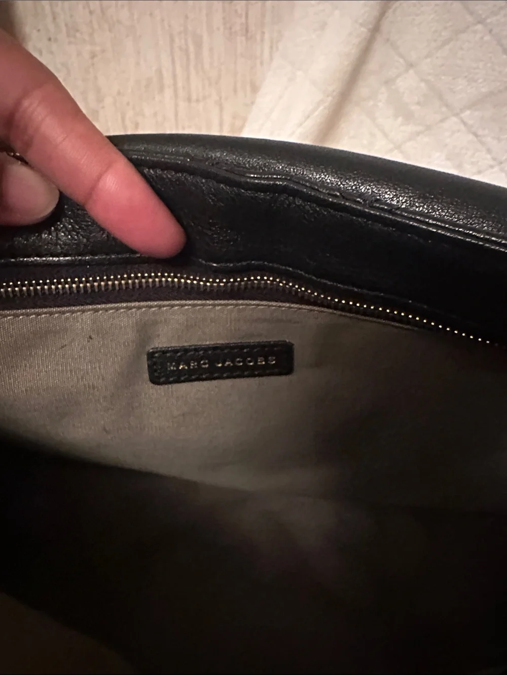 Marc Jacobs  Black Quilted Leather Shoulder Bag with Gold Hardware